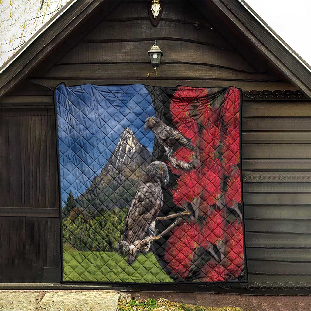 New Zealand Kea And Pohutukawa Quilt With The Mountain Landscape LT03 - Polynesian Pride