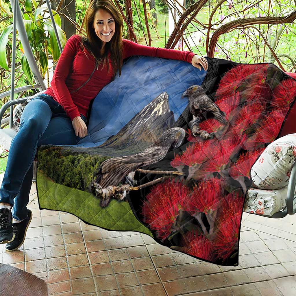 New Zealand Kea And Pohutukawa Quilt With The Mountain Landscape LT03 - Polynesian Pride