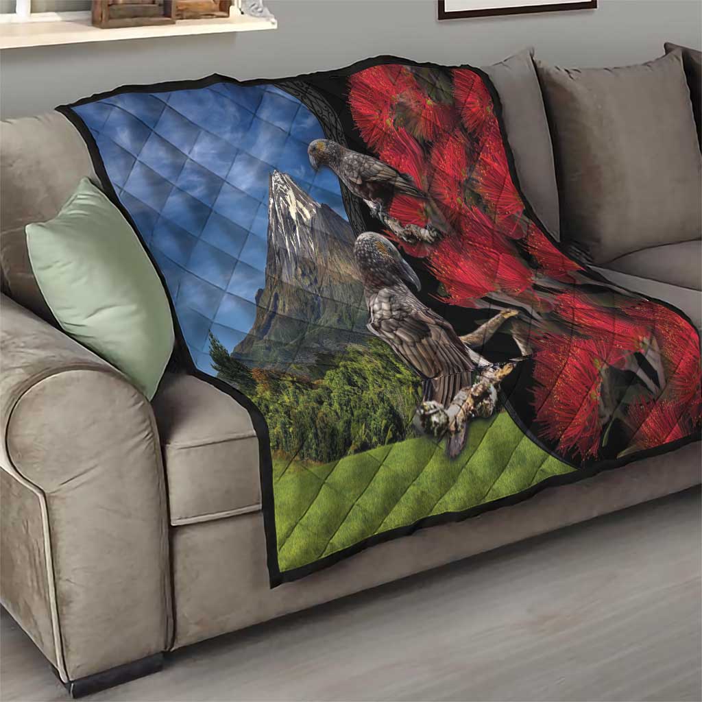 New Zealand Kea And Pohutukawa Quilt With The Mountain Landscape LT03 - Polynesian Pride