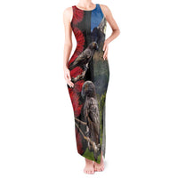 New Zealand Kea And Pohutukawa Tank Maxi Dress With The Mountain Landscape