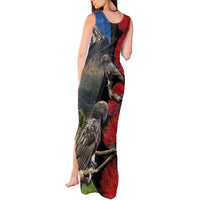 New Zealand Kea And Pohutukawa Tank Maxi Dress With The Mountain Landscape