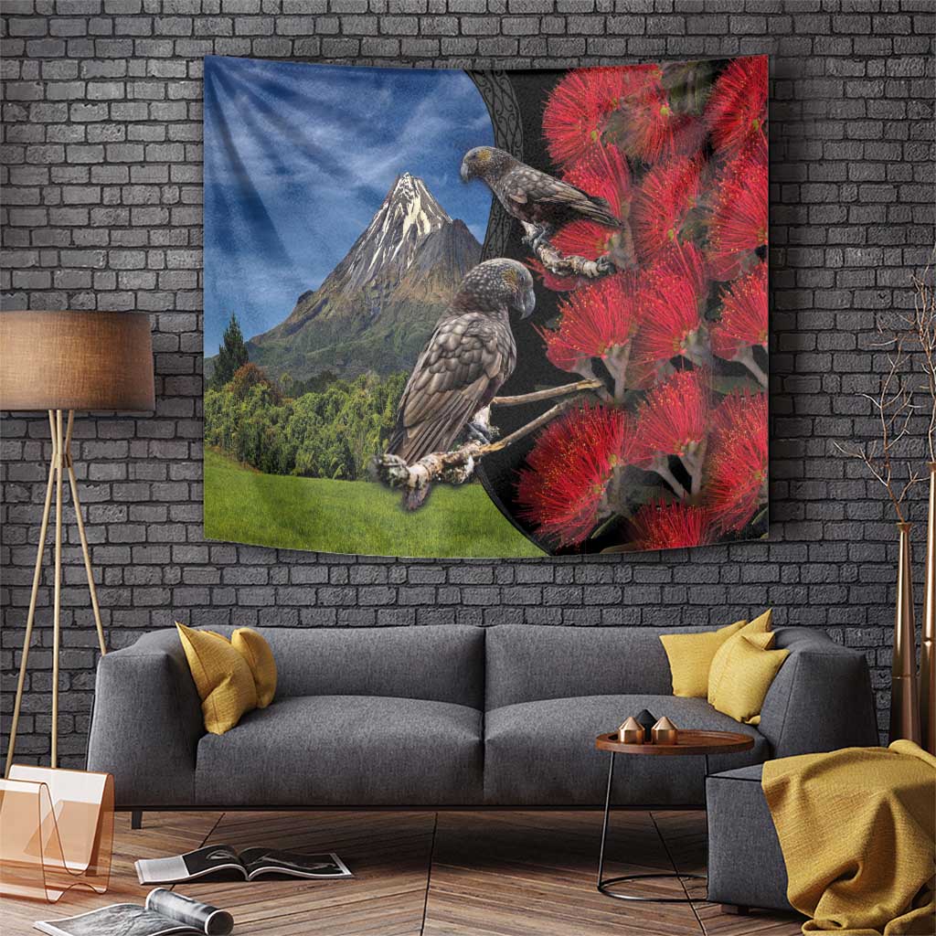 New Zealand Kea And Pohutukawa Tapestry With The Mountain Landscape LT03 - Polynesian Pride