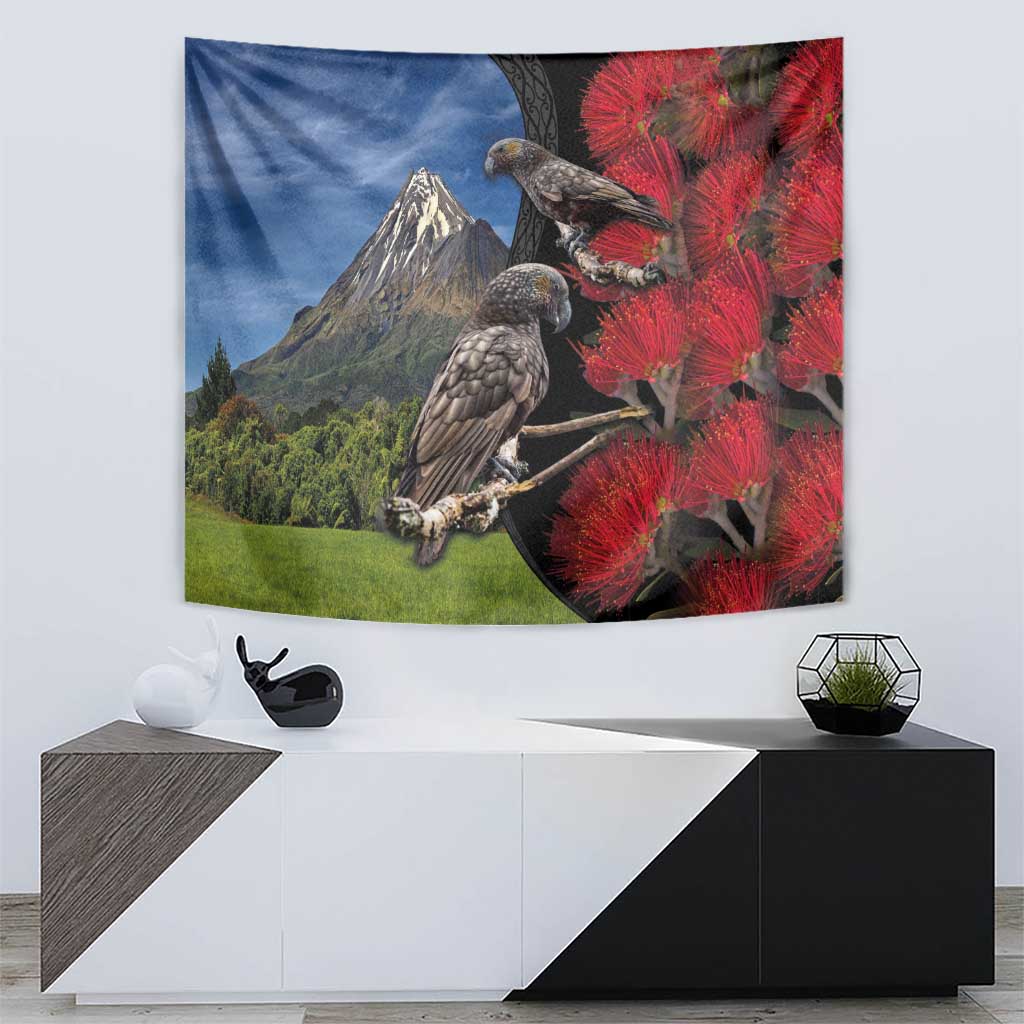 New Zealand Kea And Pohutukawa Tapestry With The Mountain Landscape LT03 - Polynesian Pride