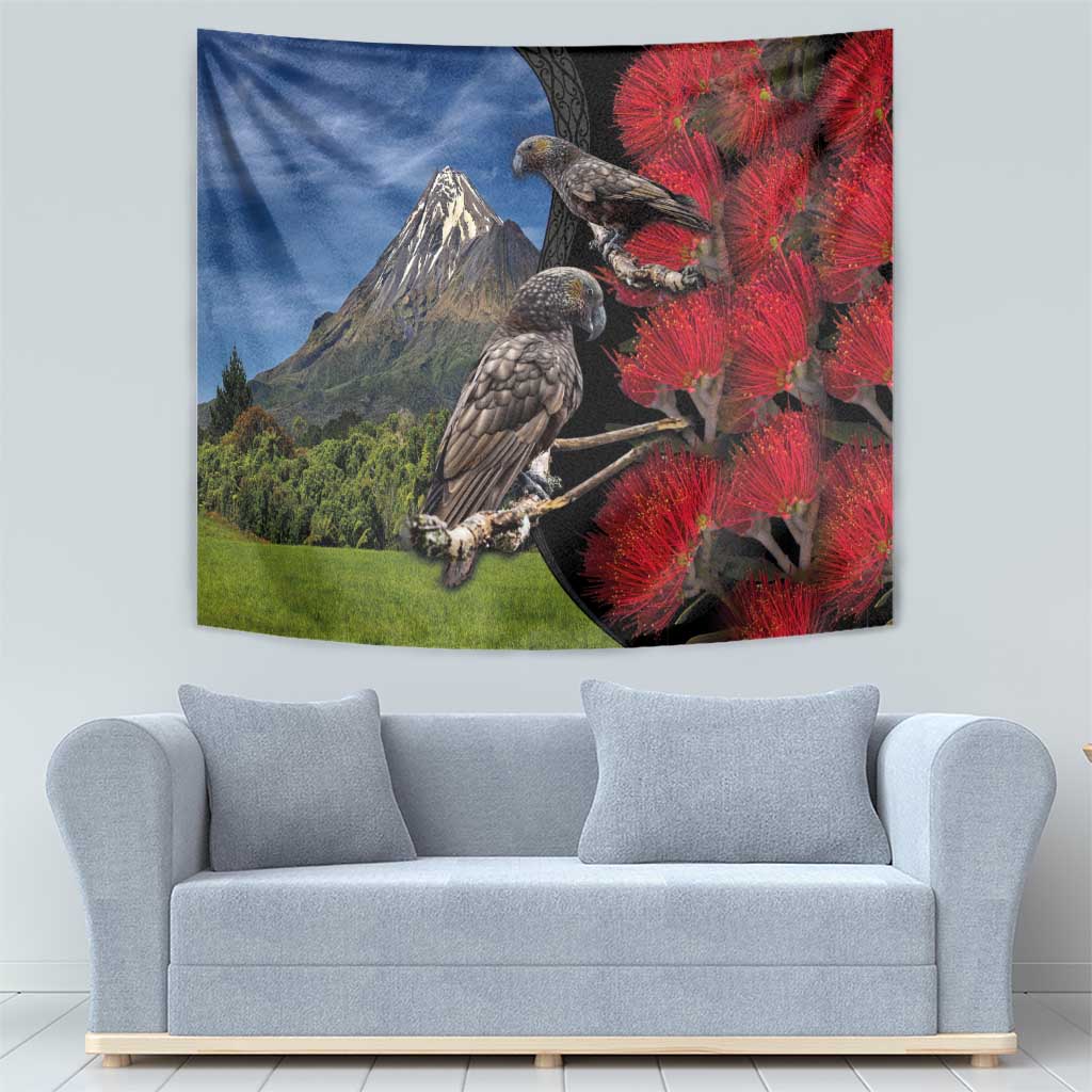 New Zealand Kea And Pohutukawa Tapestry With The Mountain Landscape LT03 - Polynesian Pride