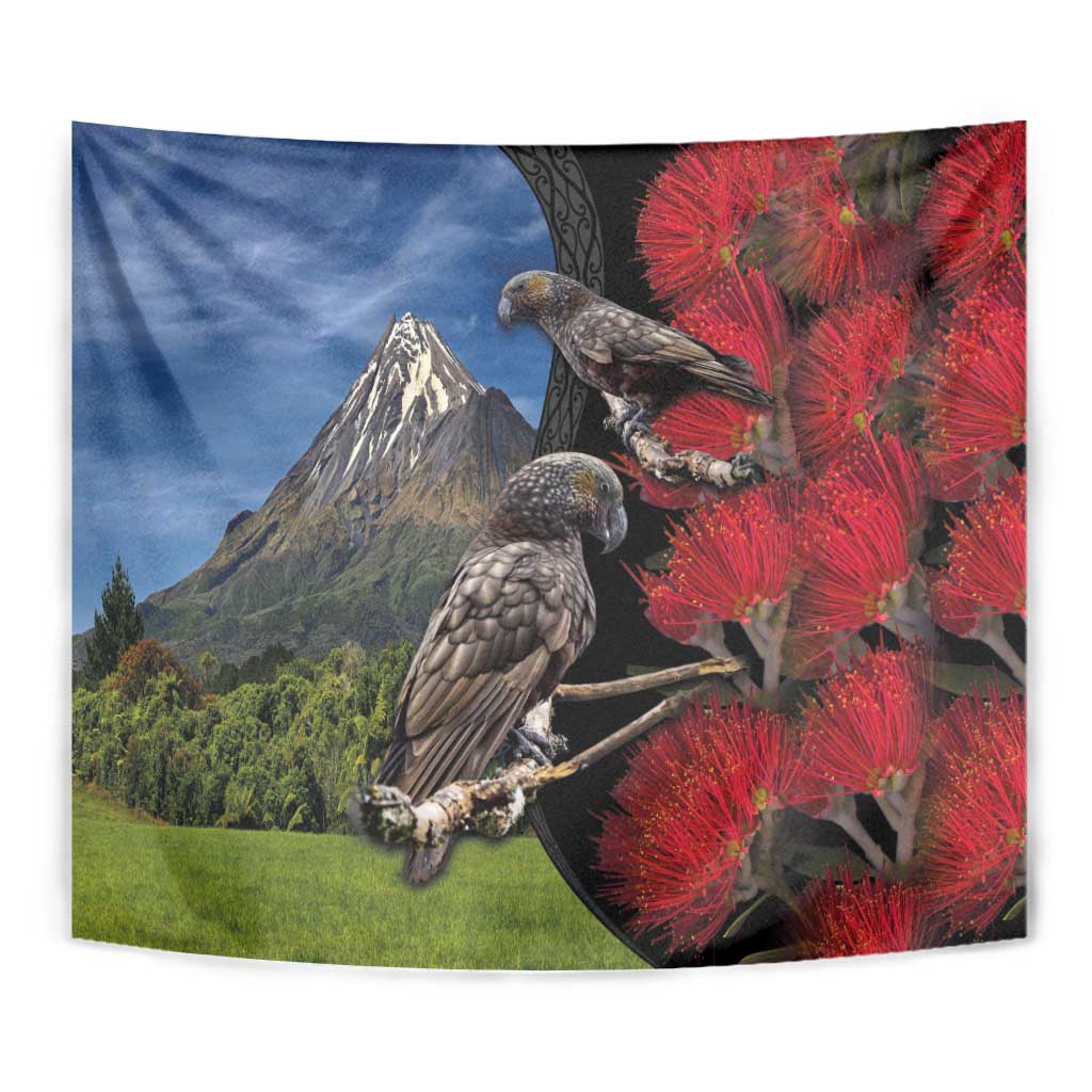 New Zealand Kea And Pohutukawa Tapestry With The Mountain Landscape LT03 - Polynesian Pride