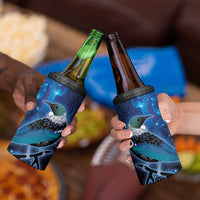 New Zealand Tui Bird 4 in 1 Can Cooler Tumbler The Pleiades Star Cluster and Koru Tribal Tattoo Galaxy Vibe