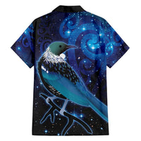 New Zealand Tui Bird Family Matching Summer Maxi Dress and Hawaiian Shirt The Pleiades Star Cluster and Koru Tribal Tattoo Galaxy Vibe LT03 - Polynesian Pride