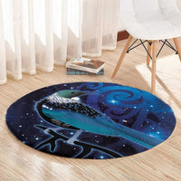 New Zealand Tui Bird Round Carpet The Pleiades Star Cluster and Koru Tribal Tattoo Galaxy Vibe LT03 - Polynesian Pride