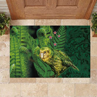 New Zealand Kkp Rubber Doormat Silver Fern with Close up of Green Fern Leaves and Maori Tattoo LT03 Green - Polynesian Pride