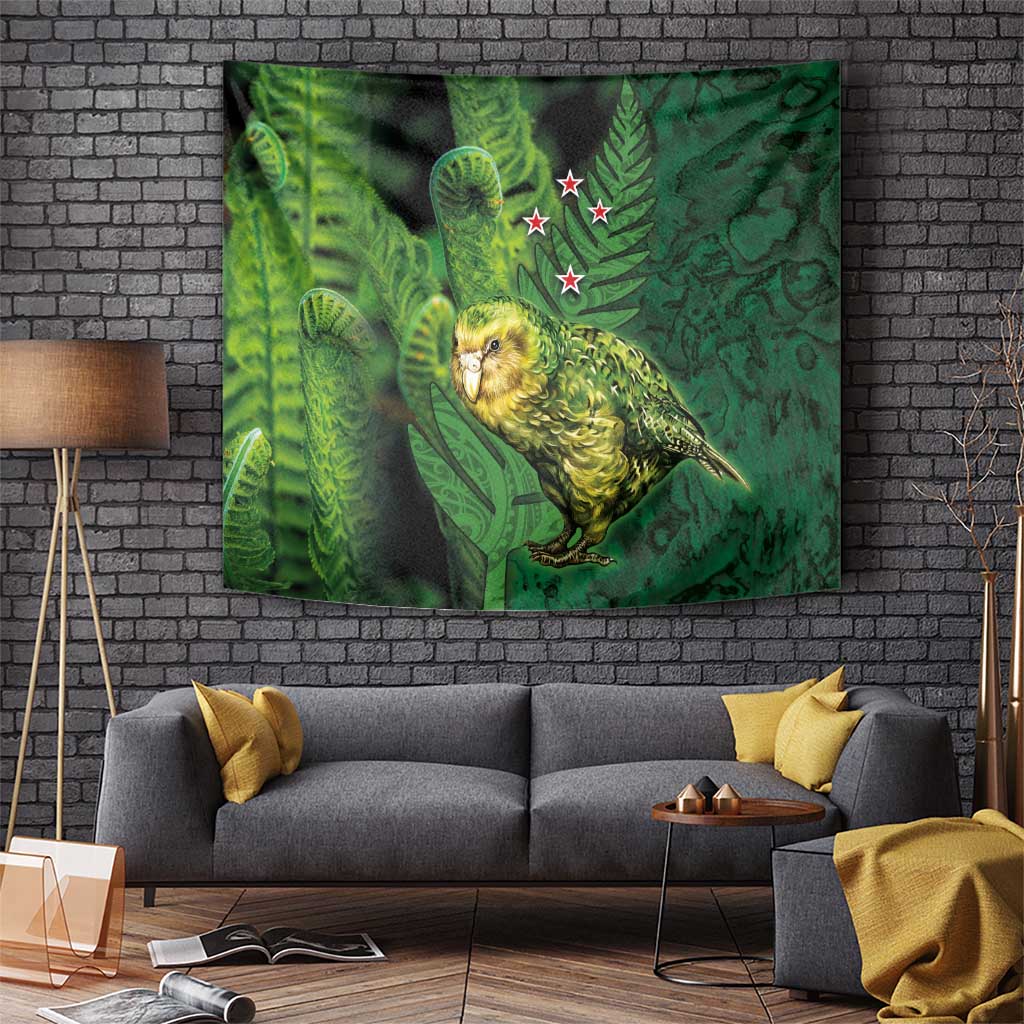 New Zealand Kkp Tapestry Silver Fern with Close up of Green Fern Leaves and Maori Tattoo LT03 - Polynesian Pride