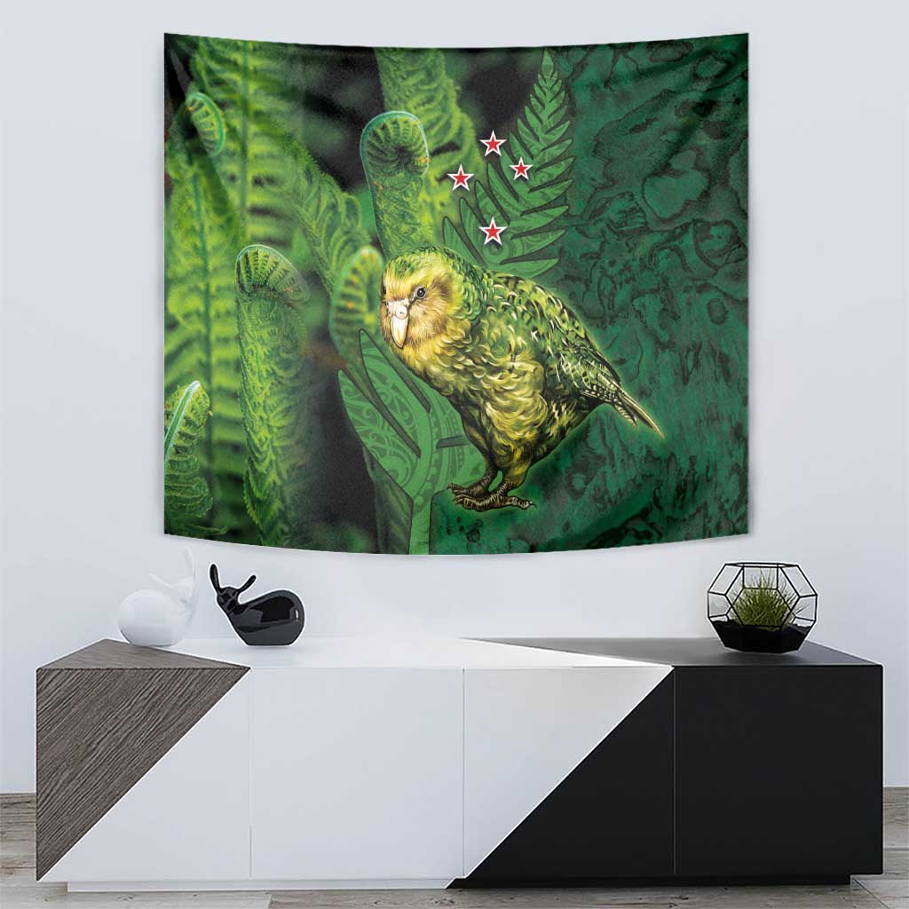 New Zealand Kkp Tapestry Silver Fern with Close up of Green Fern Leaves and Maori Tattoo LT03 - Polynesian Pride