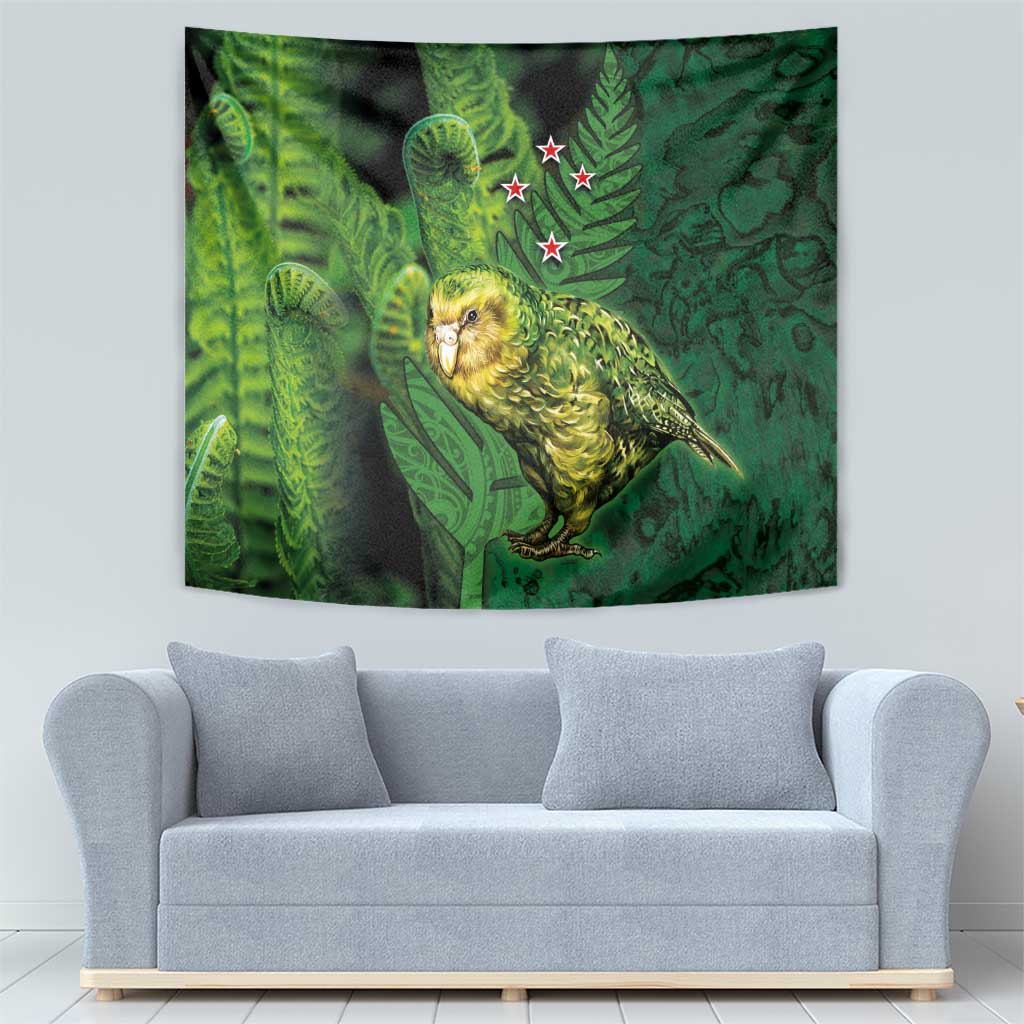 New Zealand Kkp Tapestry Silver Fern with Close up of Green Fern Leaves and Maori Tattoo LT03 - Polynesian Pride