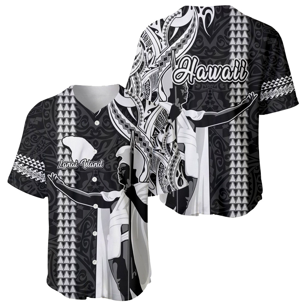 Hawaii Lanai Island Baseball Jersey Hawaiian King and Kakau Symbols Abstract Shoulder Tattoo LT03 - Polynesian Pride