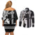 Custom Hawaii Lanai Island Couples Matching Off Shoulder Short Dress and Long Sleeve Button Shirts Hawaiian King and Kakau Symbols Abstract Shoulder Tattoo LT03 - Polynesian Pride