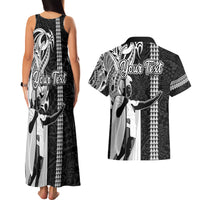 Custom Hawaii Lanai Island Couples Matching Tank Maxi Dress and Hawaiian Shirt Hawaiian King and Kakau Symbols Abstract Shoulder Tattoo LT03 - Polynesian Pride