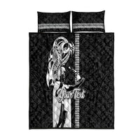 Custom Hawaii Lanai Island Quilt Bed Set Hawaiian King and Kakau Symbols Abstract Shoulder Tattoo LT03 Black - Polynesian Pride