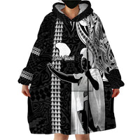 Custom Hawaii Lanai Island Wearable Blanket Hoodie Hawaiian King and Kakau Symbols Abstract Shoulder Tattoo LT03 - Polynesian Pride