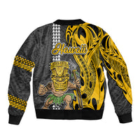 Hawaii Molokai Island Bomber Jacket Hawaiian Warrior and Kakau Symbols Abstract Tattoo LT03 - Polynesian Pride