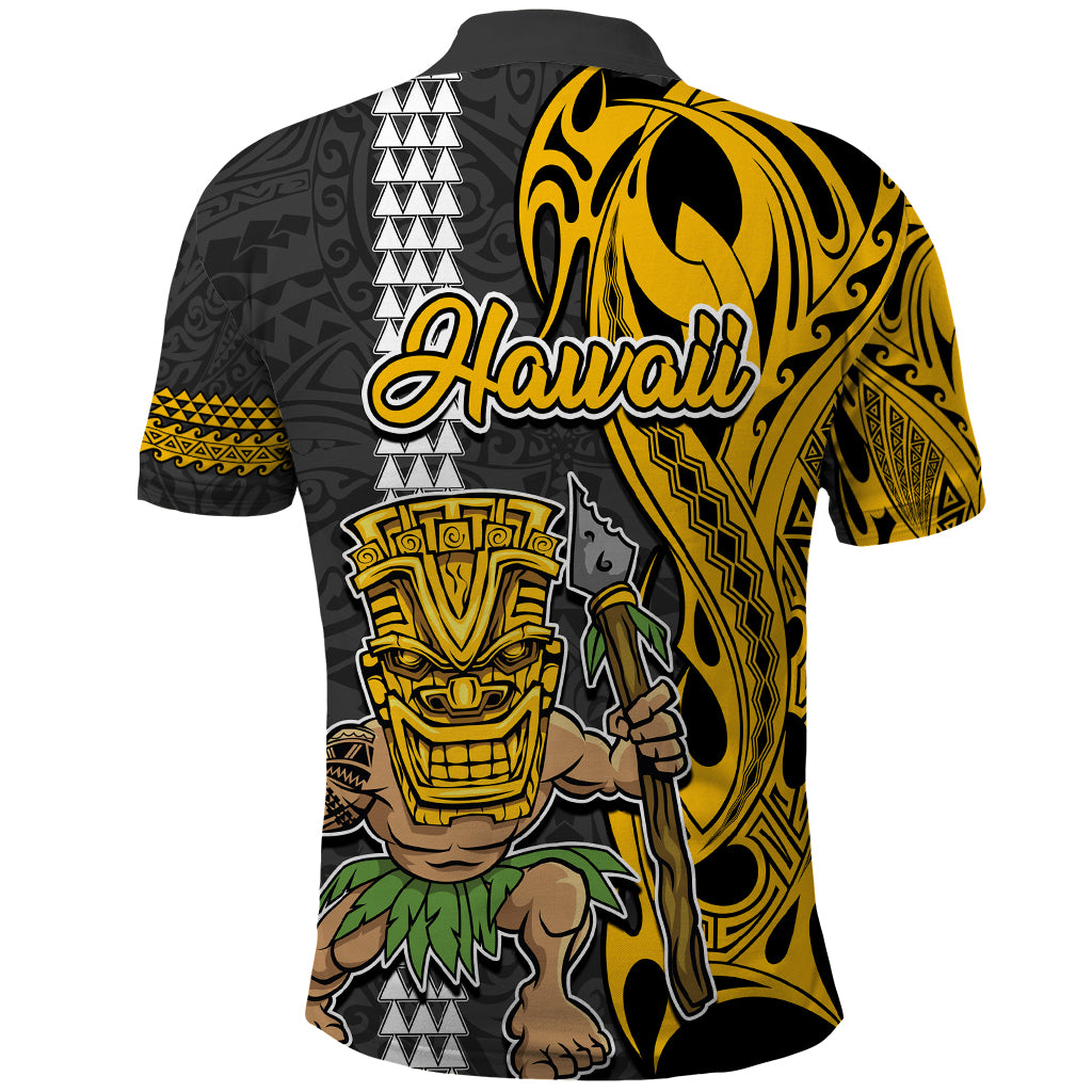 Hawaii Molokai Island Polo Shirt Hawaiian Warrior and Kakau Symbols Abstract Tattoo LT03 - Polynesian Pride