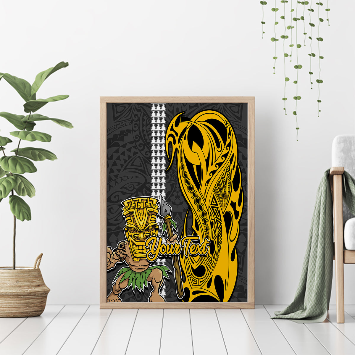 Custom Hawaii Molokai Island Canvas Wall Art Hawaiian Warrior and Kakau Symbols Abstract Tattoo LT03 - Polynesian Pride