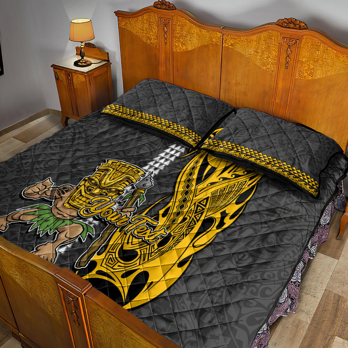 Custom Hawaii Molokai Island Quilt Bed Set Hawaiian Warrior and Kakau Symbols Abstract Tattoo LT03 - Polynesian Pride
