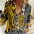 Custom Hawaii Molokai Island Women Casual Shirt Hawaiian Warrior and Kakau Symbols Abstract Tattoo LT03 Female Yellow - Polynesian Pride