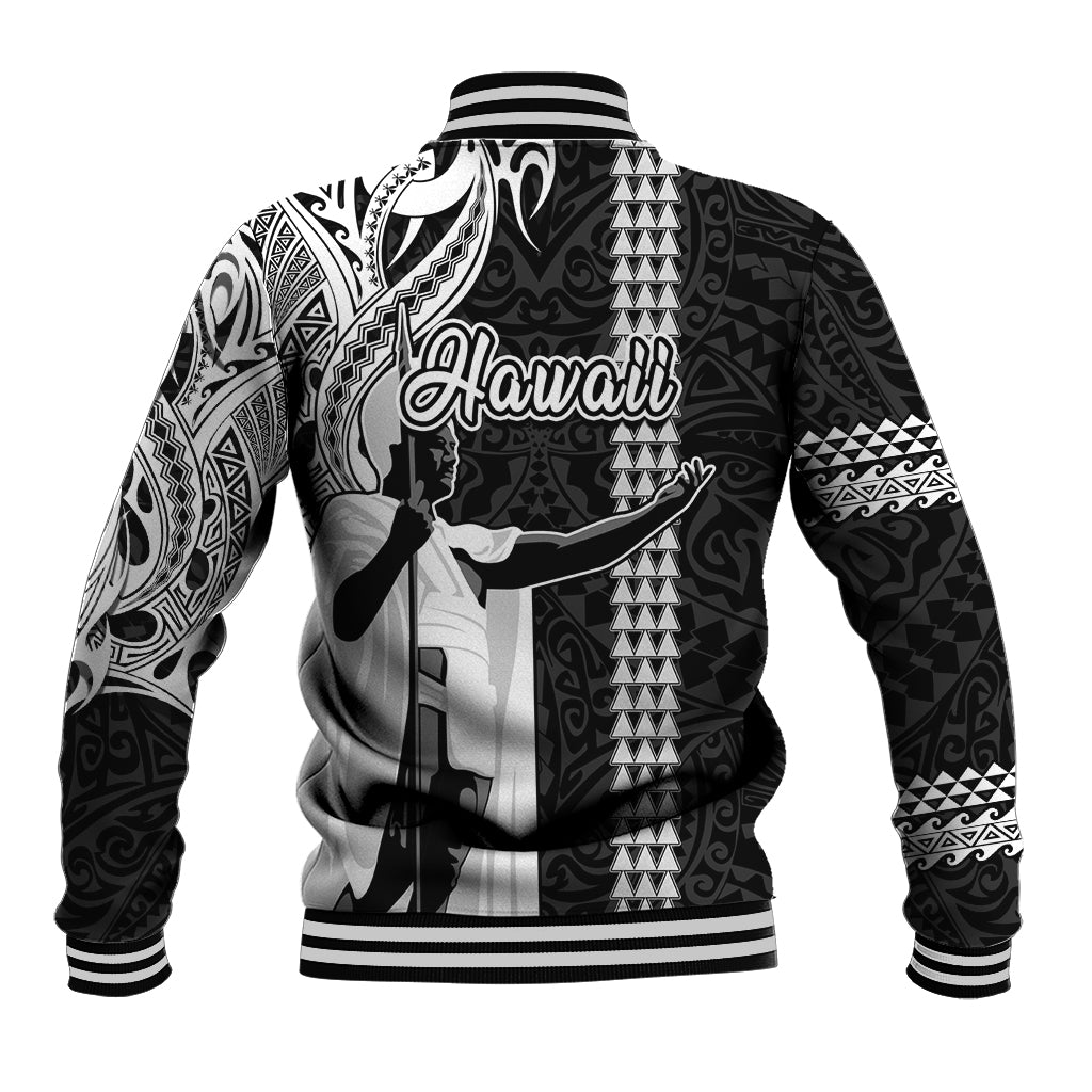 Hawaii Molokai Island Baseball Jacket Hawaiian King and Kakau Symbols Abstract Shoulder Tattoo LT03 - Polynesian Pride