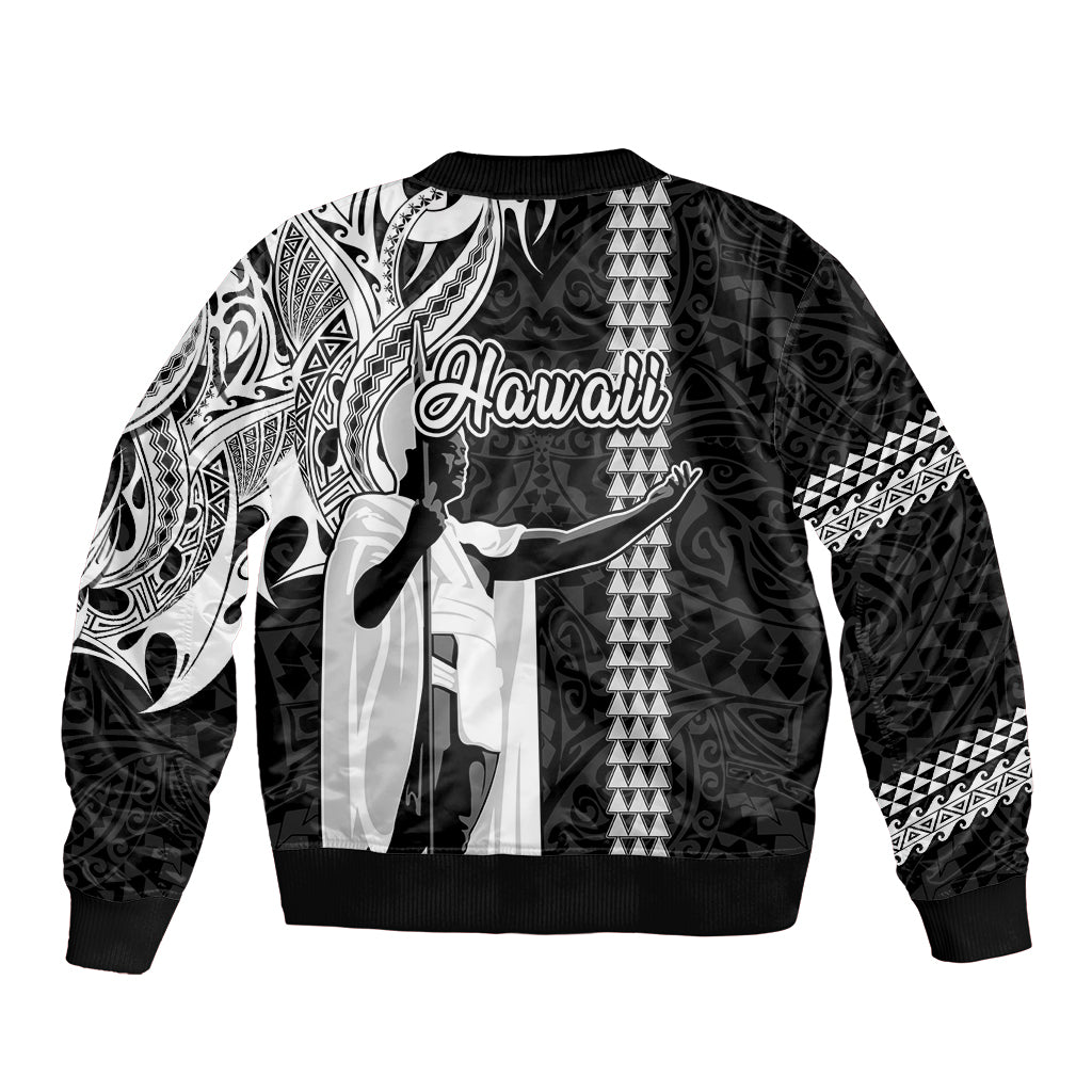 Hawaii Molokai Island Bomber Jacket Hawaiian King and Kakau Symbols Abstract Shoulder Tattoo LT03 - Polynesian Pride