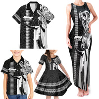 Hawaii Molokai Island Family Matching Tank Maxi Dress and Hawaiian Shirt Hawaiian King and Kakau Symbols Abstract Shoulder Tattoo LT03 - Polynesian Pride