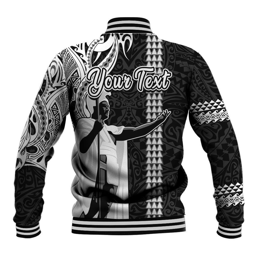Custom Hawaii Molokai Island Baseball Jacket Hawaiian King and Kakau Symbols Abstract Shoulder Tattoo LT03 - Polynesian Pride