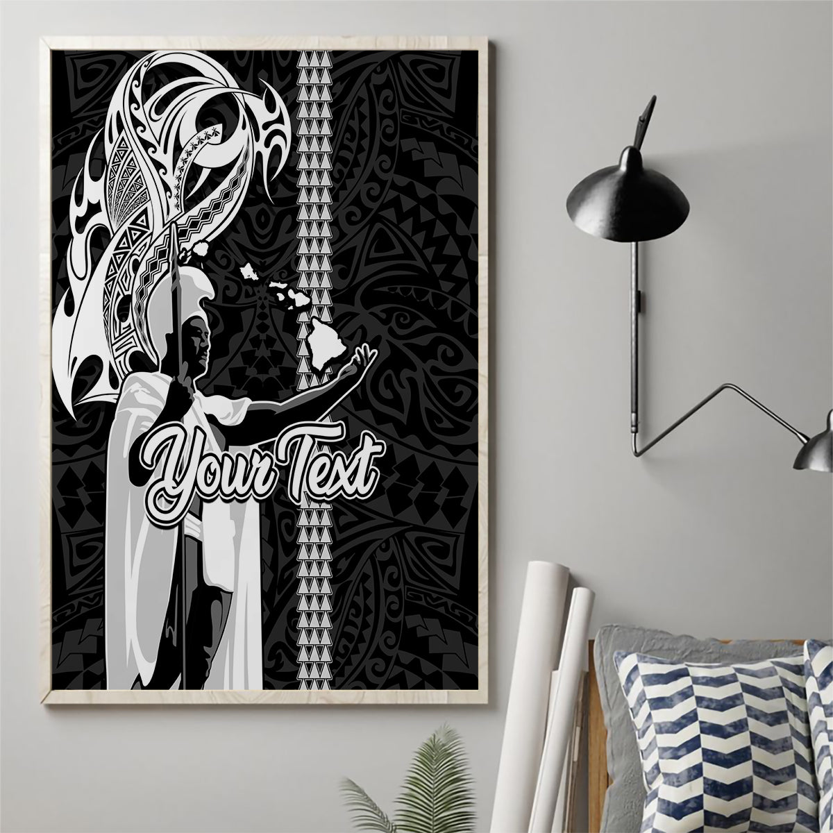 Custom Hawaii Molokai Island Canvas Wall Art Hawaiian King and Kakau Symbols Abstract Shoulder Tattoo LT03 - Polynesian Pride