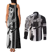 Custom Hawaii Molokai Island Couples Matching Tank Maxi Dress and Long Sleeve Button Shirts Hawaiian King and Kakau Symbols Abstract Shoulder Tattoo LT03 - Polynesian Pride