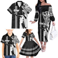 Custom Hawaii Molokai Island Family Matching Off Shoulder Long Sleeve Dress and Hawaiian Shirt Hawaiian King and Kakau Symbols Abstract Shoulder Tattoo LT03 - Polynesian Pride