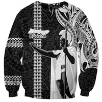 Custom Hawaii Molokai Island Sweatshirt Hawaiian King and Kakau Symbols Abstract Shoulder Tattoo LT03 Unisex Black - Polynesian Pride