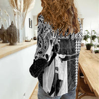 Custom Hawaii Molokai Island Women Casual Shirt Hawaiian King and Kakau Symbols Abstract Shoulder Tattoo LT03 - Polynesian Pride