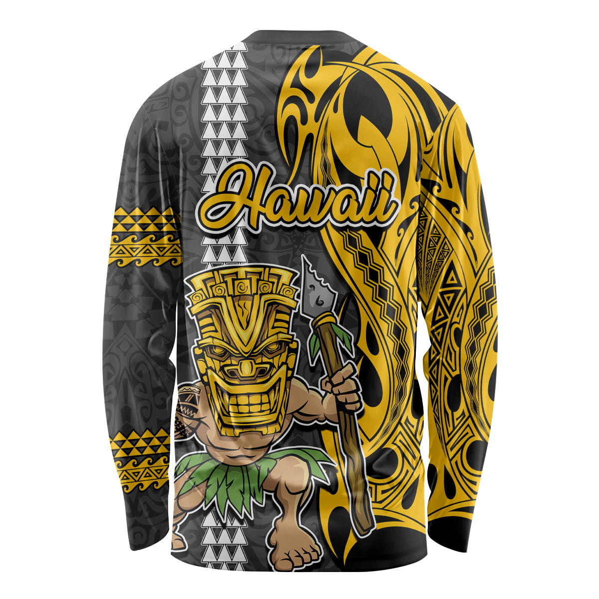 Hawaii Niihau Island Long Sleeve Shirt Hawaiian Warrior and Kakau Symbols Abstract Tattoo LT03 - Polynesian Pride