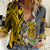 Hawaii Niihau Island Women Casual Shirt Hawaiian Warrior and Kakau Symbols Abstract Tattoo LT03 Female Yellow - Polynesian Pride