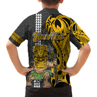 Custom Hawaii Niihau Island Kid Hawaiian Shirt Hawaiian Warrior and Kakau Symbols Abstract Tattoo LT03 - Polynesian Pride