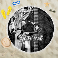 Custom Hawaii Niihau Island Beach Blanket Hawaiian King and Kakau Symbols Abstract Shoulder Tattoo LT03 One Size 150cm Black - Wonder Print Shop