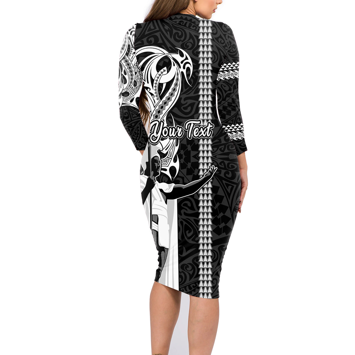 Custom Hawaii Niihau Island Family Matching Long Sleeve Bodycon Dress and Hawaiian Shirt Hawaiian King and Kakau Symbols Abstract Shoulder Tattoo LT03 - Polynesian Pride