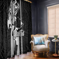 Custom Hawaii Niihau Island Window Curtain Hawaiian King and Kakau Symbols Abstract Shoulder Tattoo LT03 With Hooks Black - Polynesian Pride