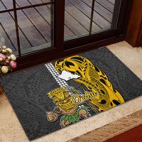 Hawaii Oahu Island Rubber Doormat Hawaiian Warrior and Kakau Symbols Abstract Tattoo LT03 - Polynesian Pride