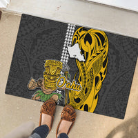 Hawaii Oahu Island Rubber Doormat Hawaiian Warrior and Kakau Symbols Abstract Tattoo LT03 - Polynesian Pride