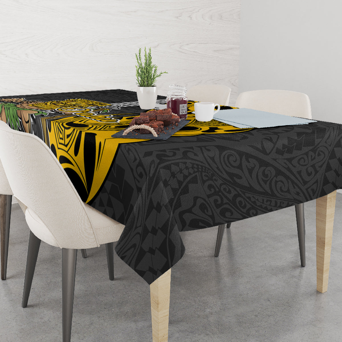 Hawaii Oahu Island Tablecloth Hawaiian Warrior and Kakau Symbols Abstract Tattoo LT03 - Polynesian Pride