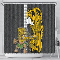 Custom Hawaii Oahu Island Shower Curtain Hawaiian Warrior and Kakau Symbols Abstract Tattoo LT03 - Polynesian Pride