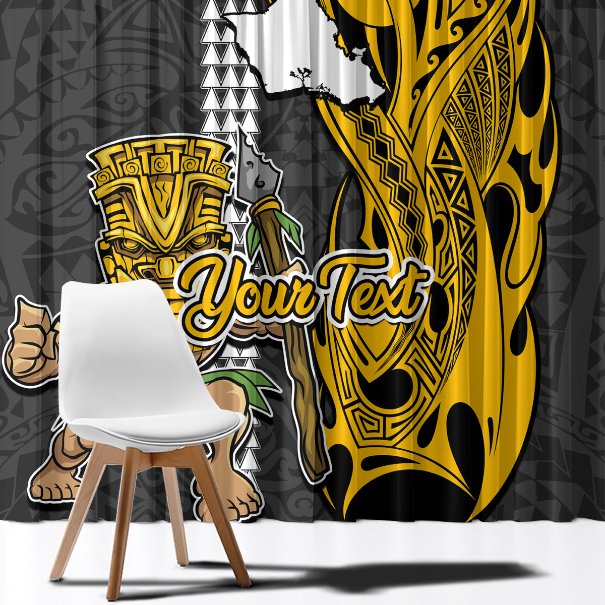 Custom Hawaii Oahu Island Window Curtain Hawaiian Warrior and Kakau Symbols Abstract Tattoo LT03 - Polynesian Pride