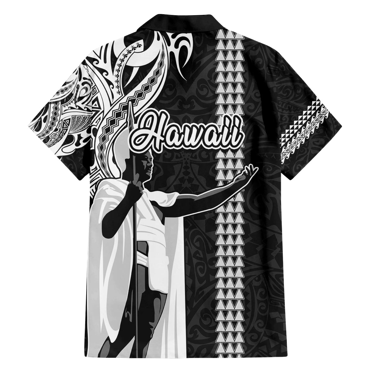 Hawaii Oahu Island Family Matching Off Shoulder Maxi Dress and Hawaiian Shirt Hawaiian King and Kakau Symbols Abstract Shoulder Tattoo LT03 - Polynesian Pride