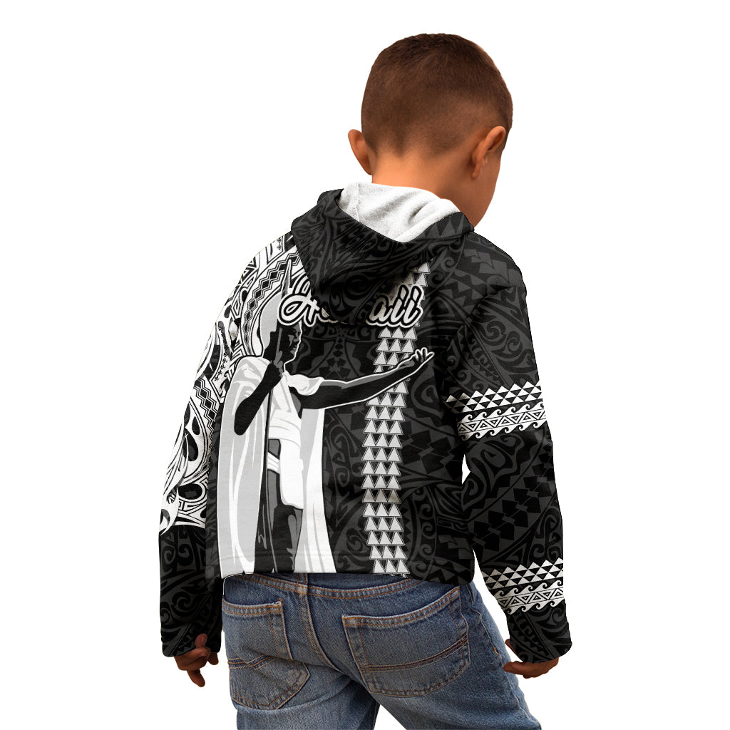 Hawaii Oahu Island Kid Hoodie Hawaiian King and Kakau Symbols Abstract Shoulder Tattoo LT03 - Polynesian Pride