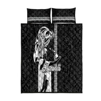 Hawaii Oahu Island Quilt Bed Set Hawaiian King and Kakau Symbols Abstract Shoulder Tattoo LT03 Black - Polynesian Pride