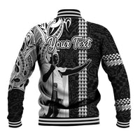 Custom Hawaii Oahu Island Baseball Jacket Hawaiian King and Kakau Symbols Abstract Shoulder Tattoo LT03 - Polynesian Pride
